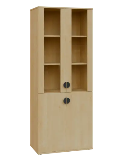 TN 5 - 7DS kancelářská skříň, 4-dveřová/prosklená, 1822x720x400, javor horský